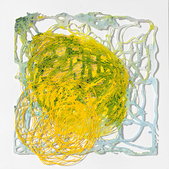 Nestflüchter 1, Papercut, Acryl, Tusche auf Steinpapier, 50x50cm