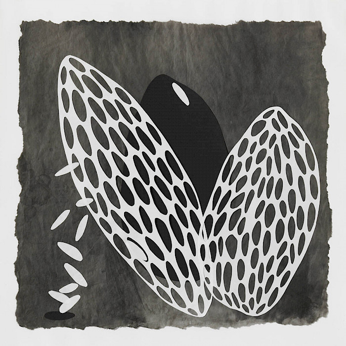 Fetisch 1, 2021, Cutout, Papier, Tusche auf chin. Reispapier, 50x50cm