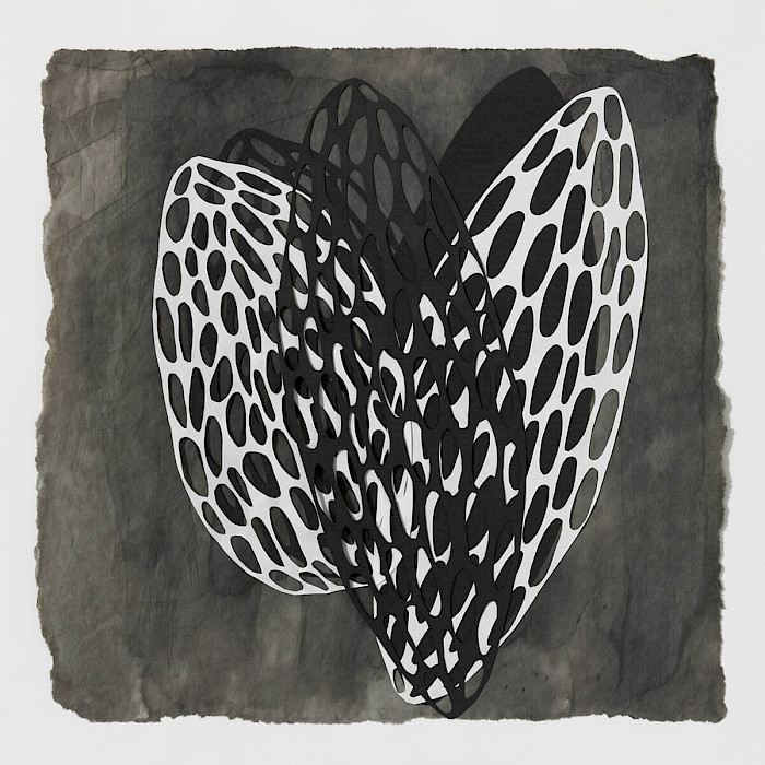 Fetisch 2, 2021, Cutout, Papier, Tusche auf chin. Reispapier, 50x50cm